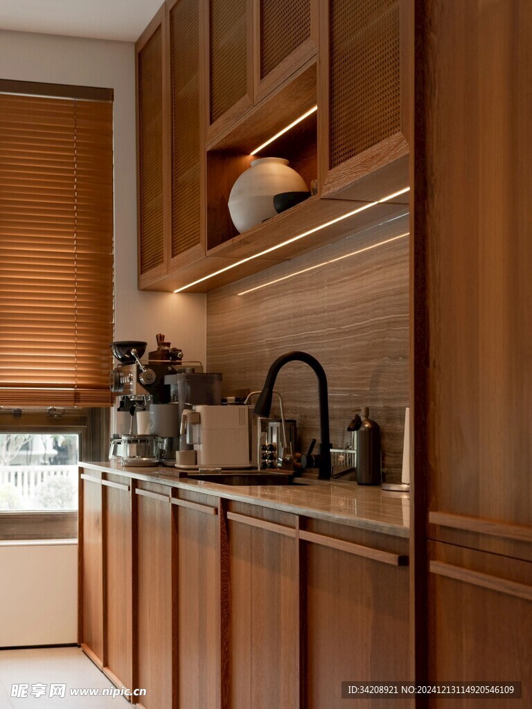 骨骼线胡桃木复古中式风格柜子门