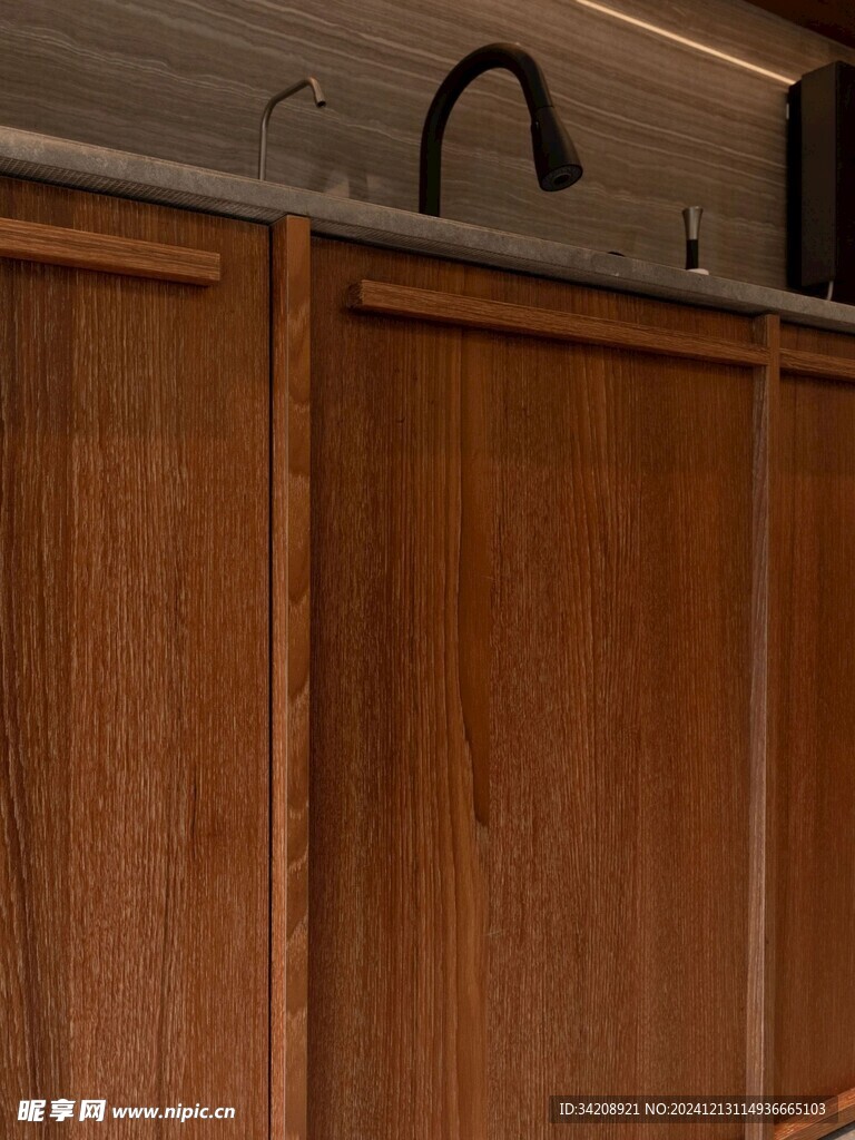 骨骼线胡桃木复古中式风格柜子门