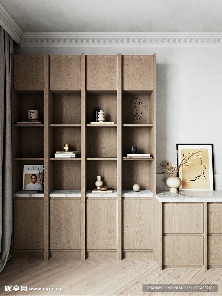 骨骼线胡桃木复古中式风格柜子门