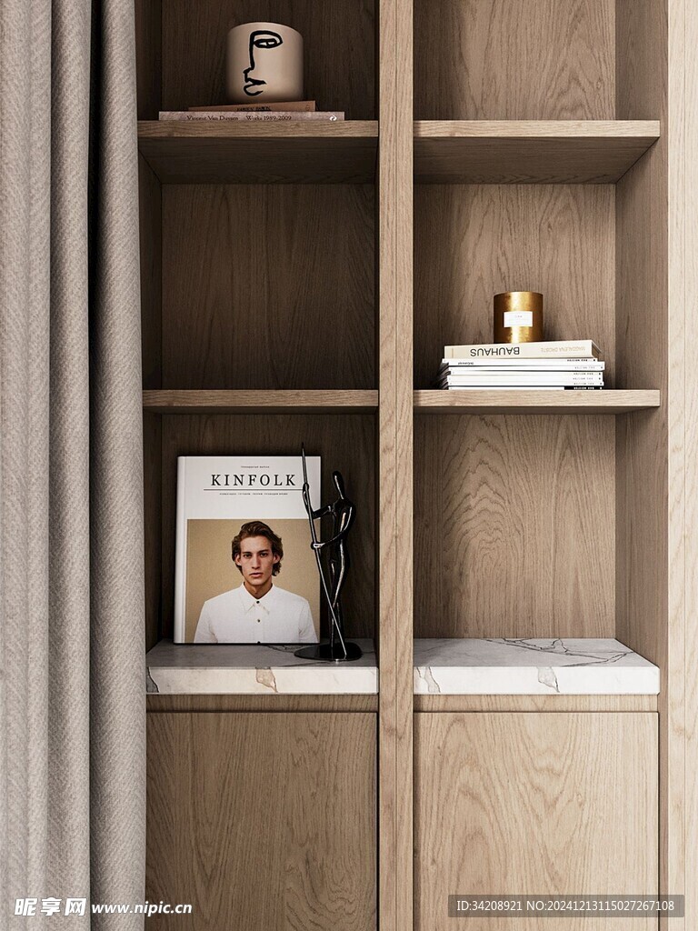 骨骼线胡桃木复古中式风格柜子门