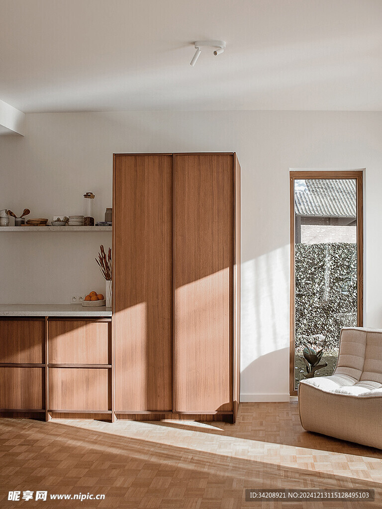 骨骼线胡桃木复古中式风格柜子门