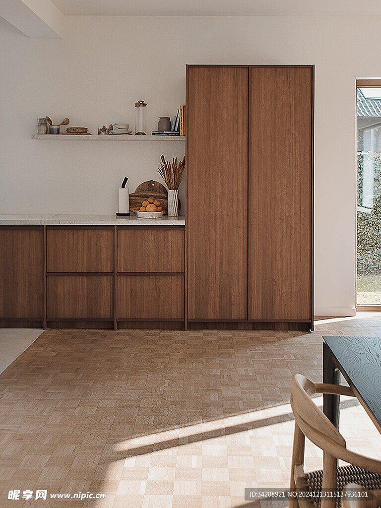 骨骼线胡桃木复古中式风格柜子门