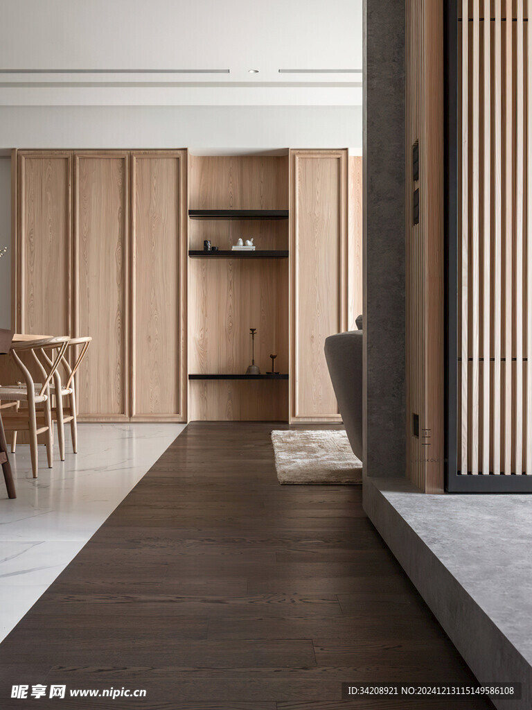 骨骼线胡桃木复古中式风格柜子门