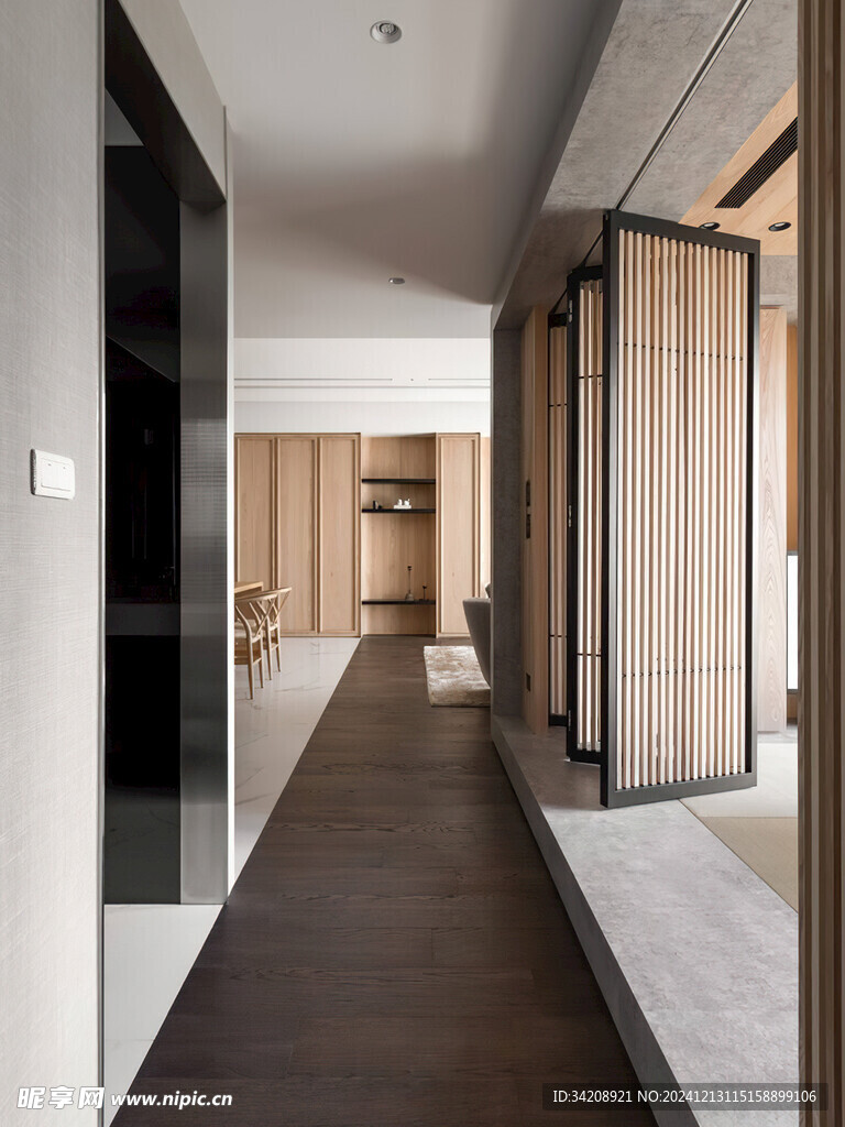 骨骼线胡桃木复古中式风格柜子门