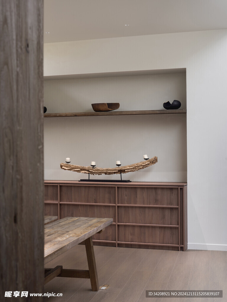 骨骼线胡桃木复古中式风格柜子门