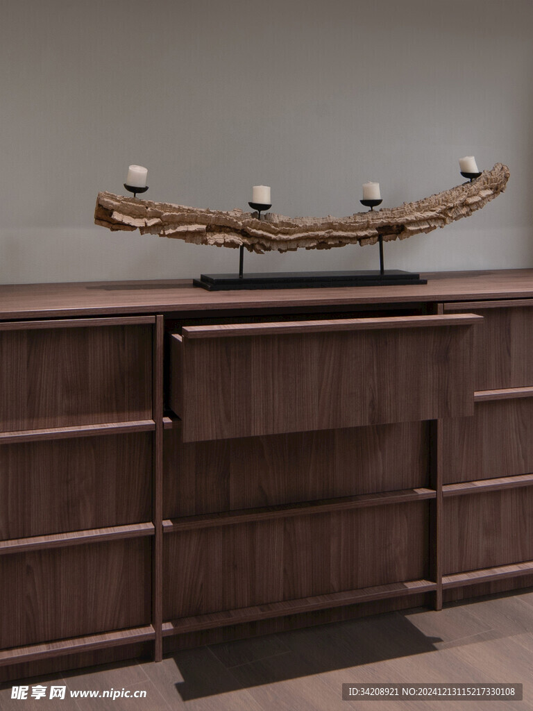 骨骼线胡桃木复古中式风格柜子门