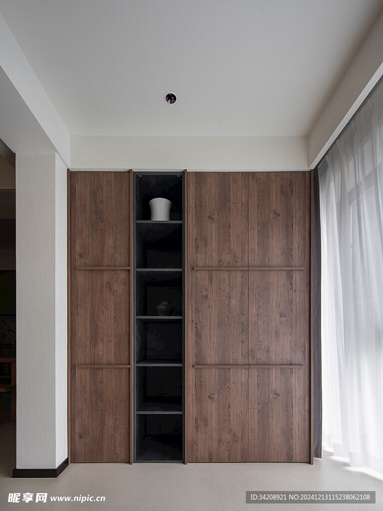 骨骼线胡桃木复古中式风格柜子门