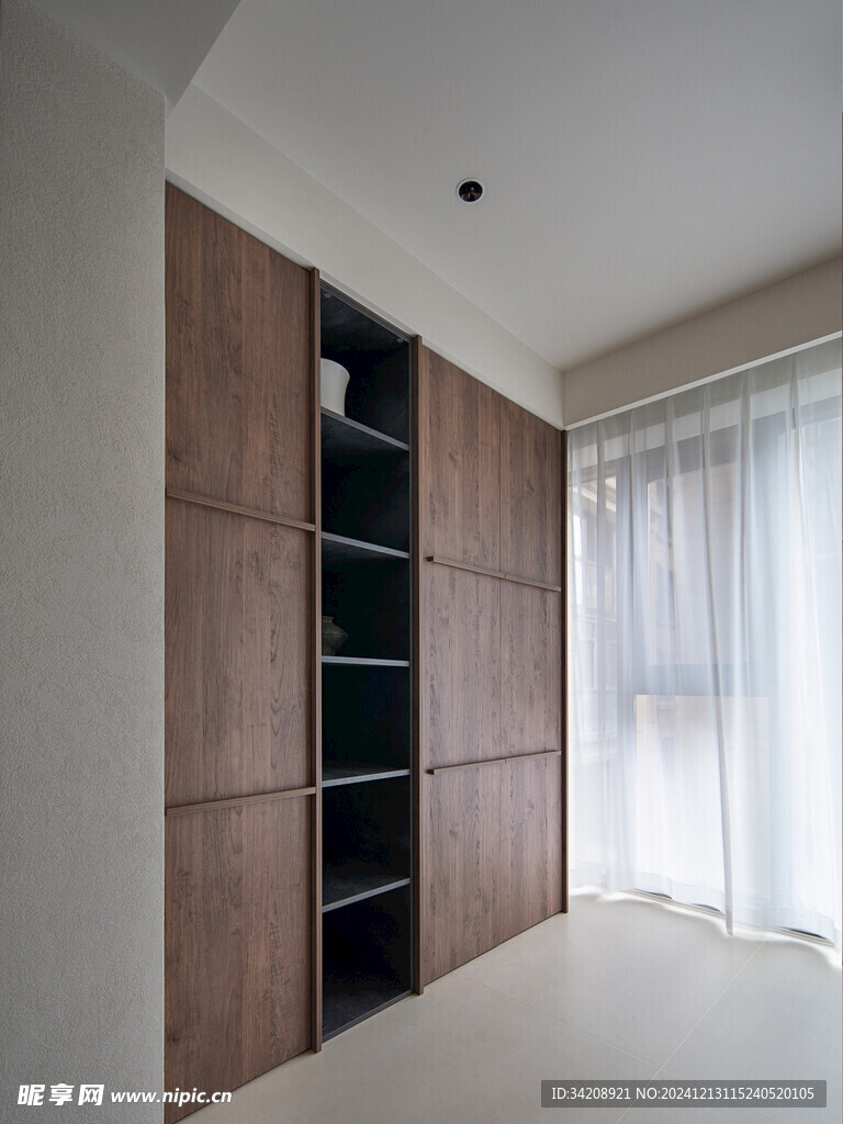 骨骼线胡桃木复古中式风格柜子门