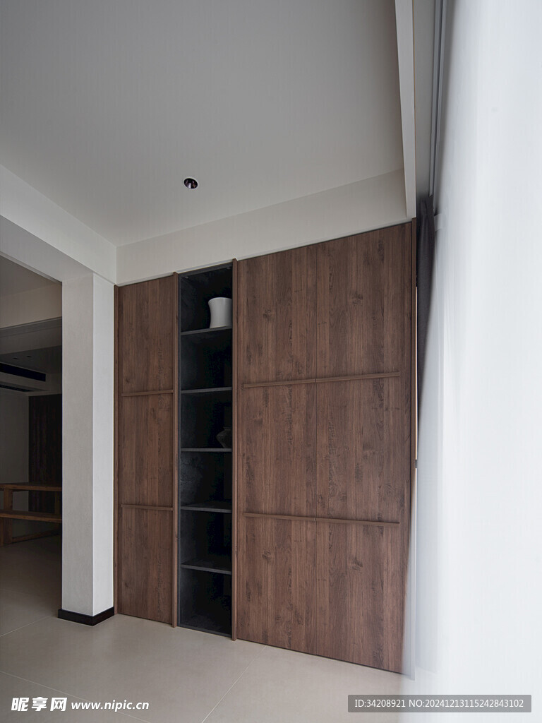 骨骼线胡桃木复古中式风格柜子门