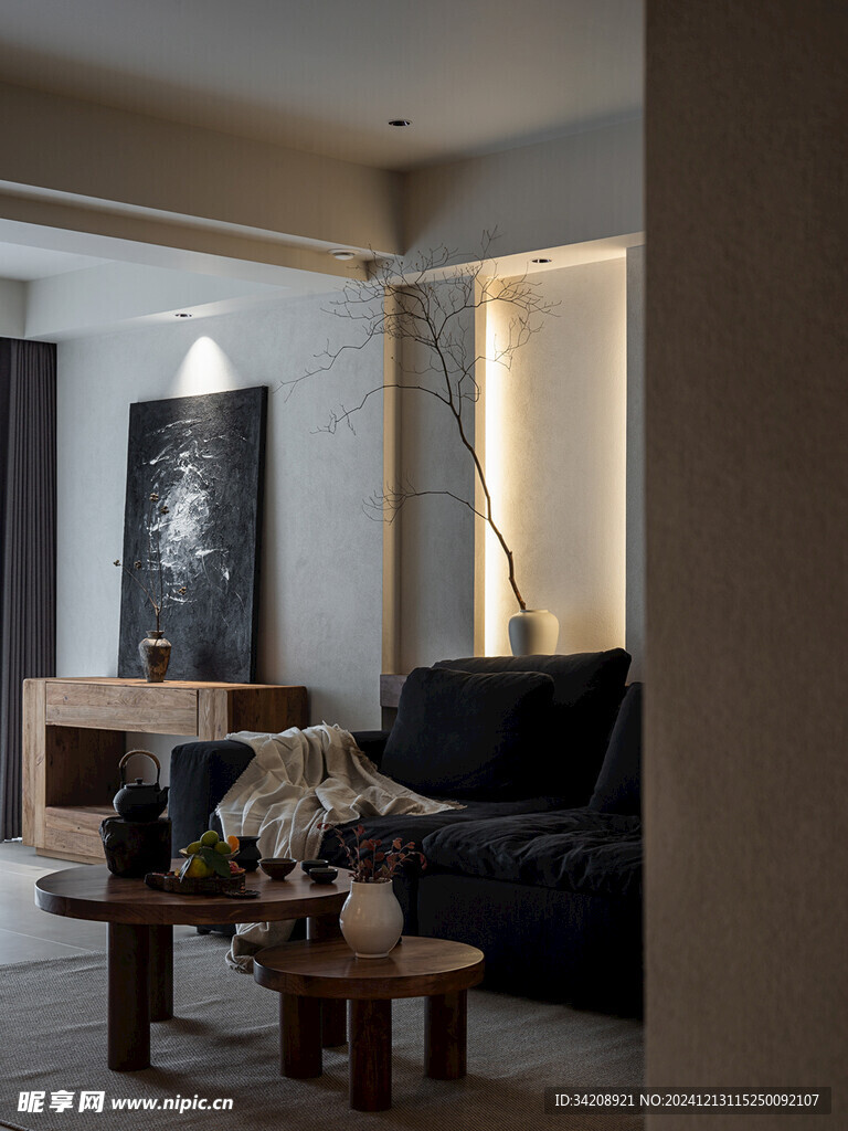 骨骼线胡桃木复古中式风格柜子门