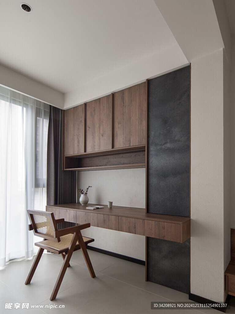 骨骼线胡桃木复古中式风格柜子门