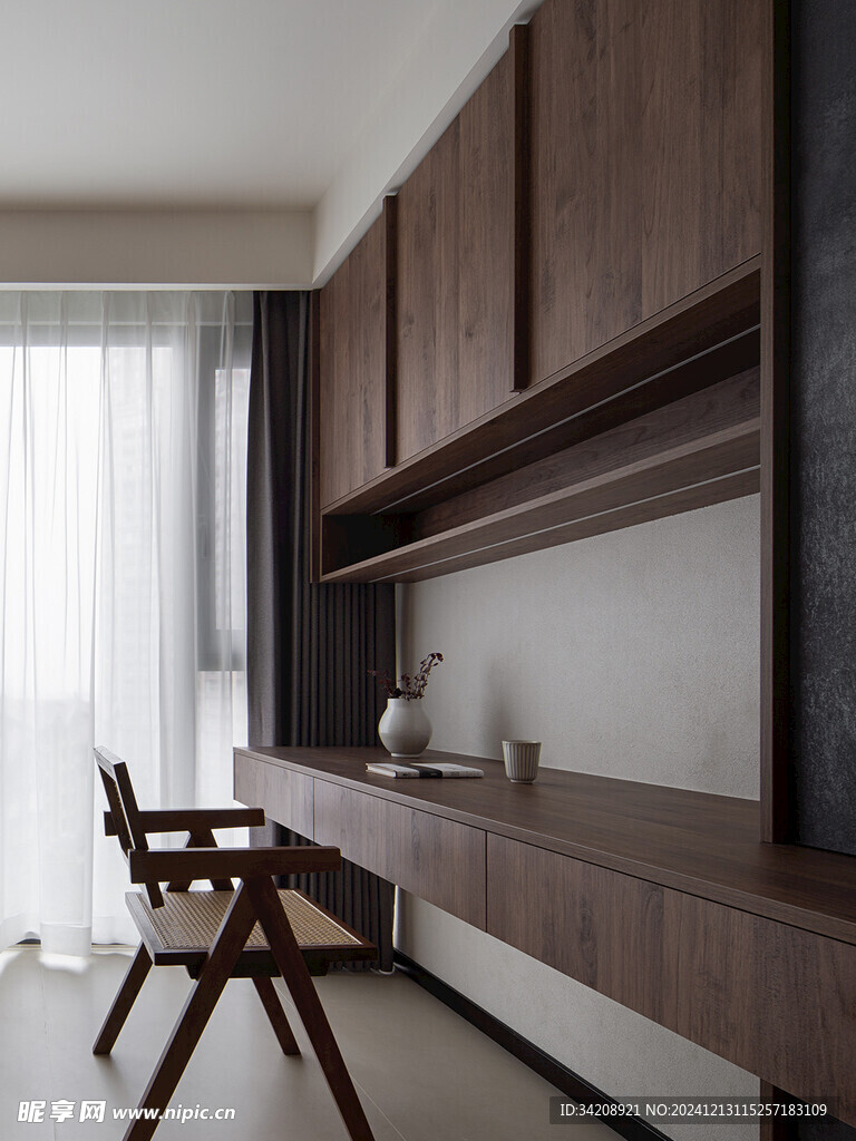 骨骼线胡桃木复古中式风格柜子门