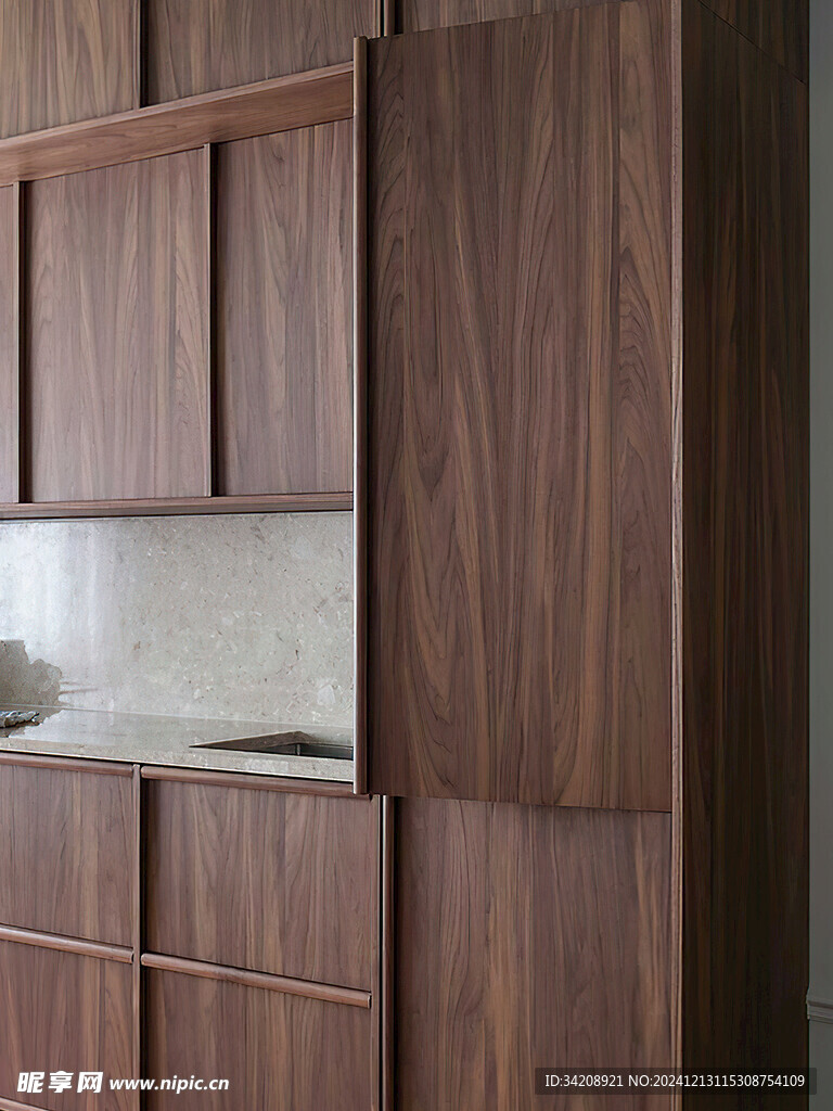 骨骼线胡桃木复古中式风格柜子门