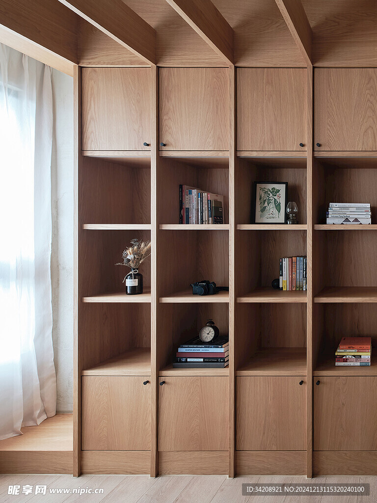 骨骼线胡桃木复古中式风格柜子门