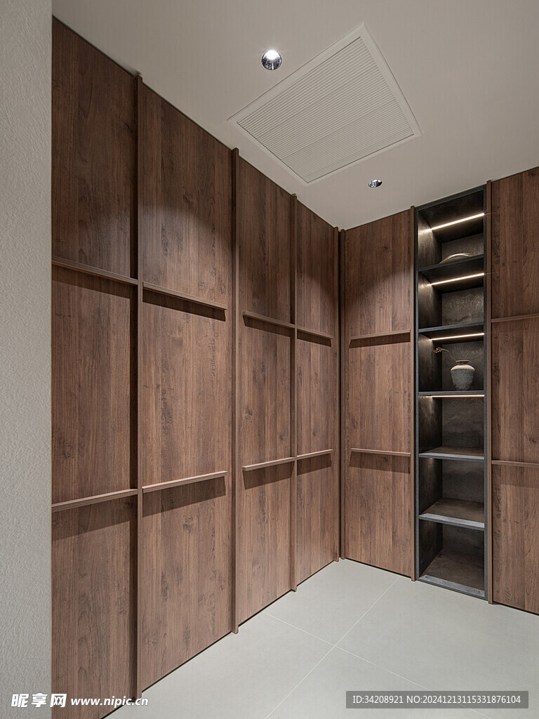 骨骼线胡桃木复古中式风格柜子门