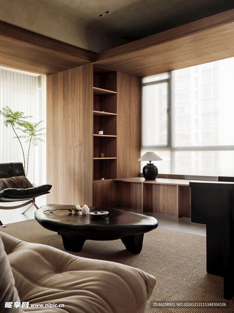 骨骼线胡桃木复古中式风格柜子门