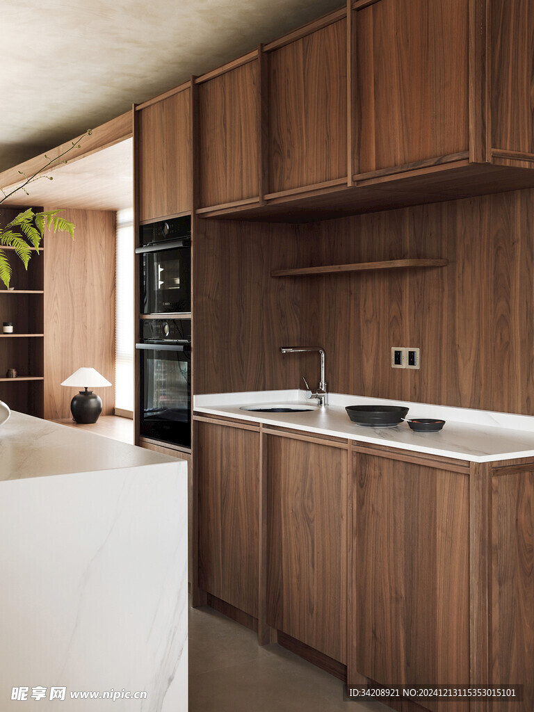 骨骼线胡桃木复古中式风格柜子门