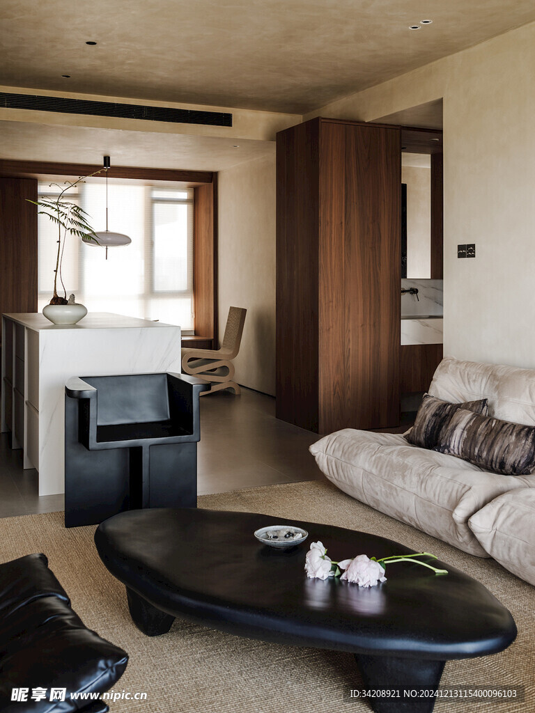 骨骼线胡桃木复古中式风格柜子门