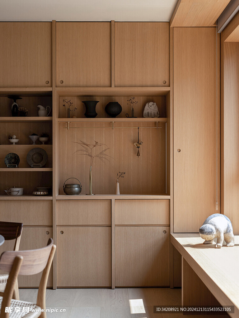 骨骼线胡桃木复古中式风格柜子门