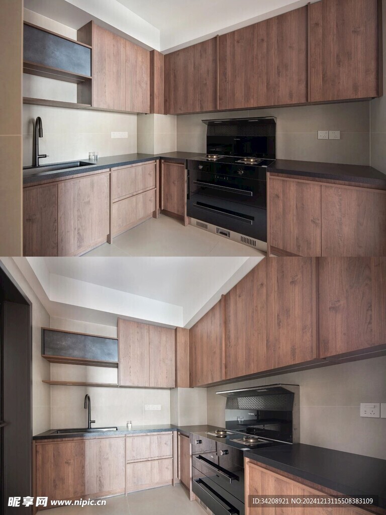 骨骼线胡桃木复古中式风格柜子门