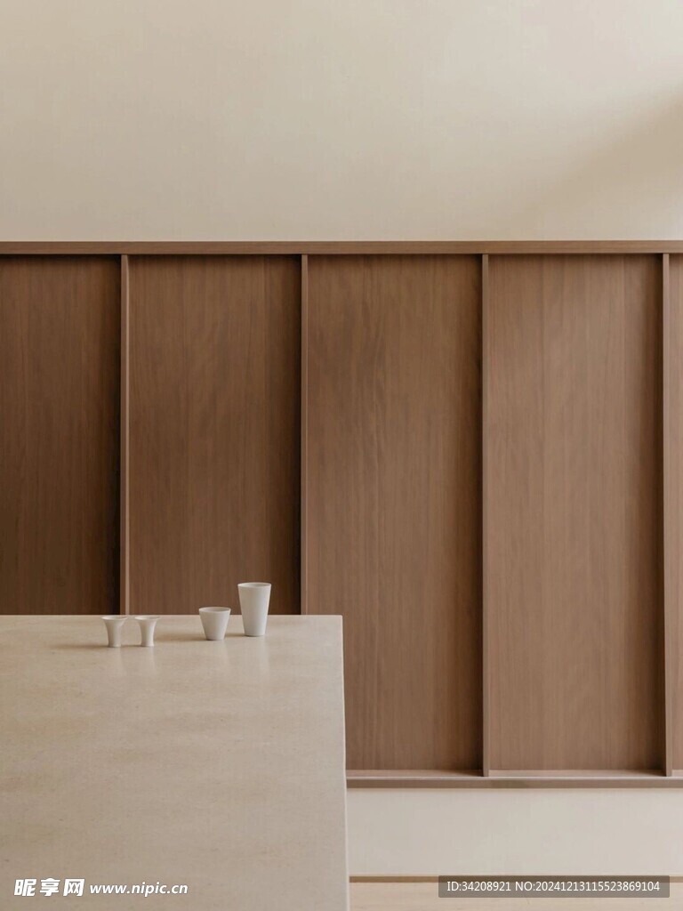 骨骼线胡桃木复古中式风格柜子门