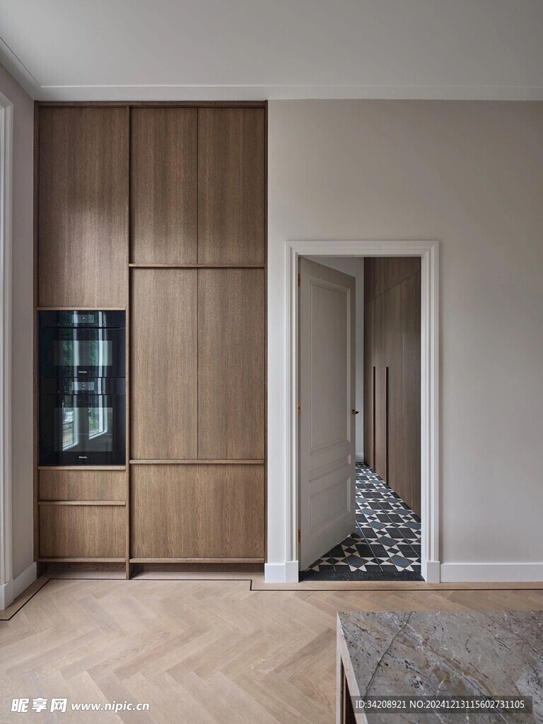 骨骼线胡桃木复古中式风格柜子门