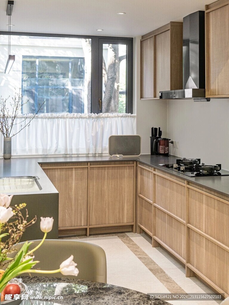 骨骼线胡桃木复古中式风格柜子门