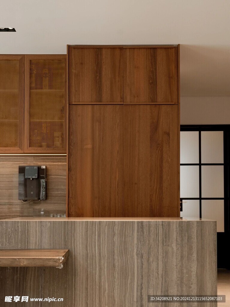 骨骼线胡桃木复古中式风格柜子门