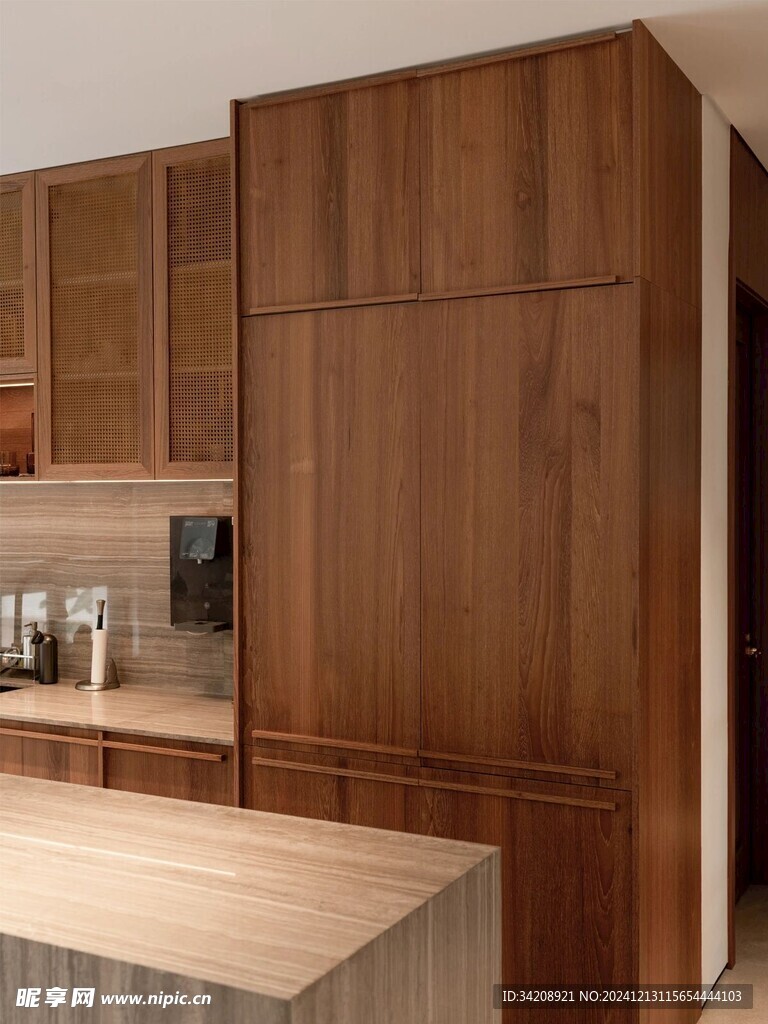 骨骼线胡桃木复古中式风格柜子门