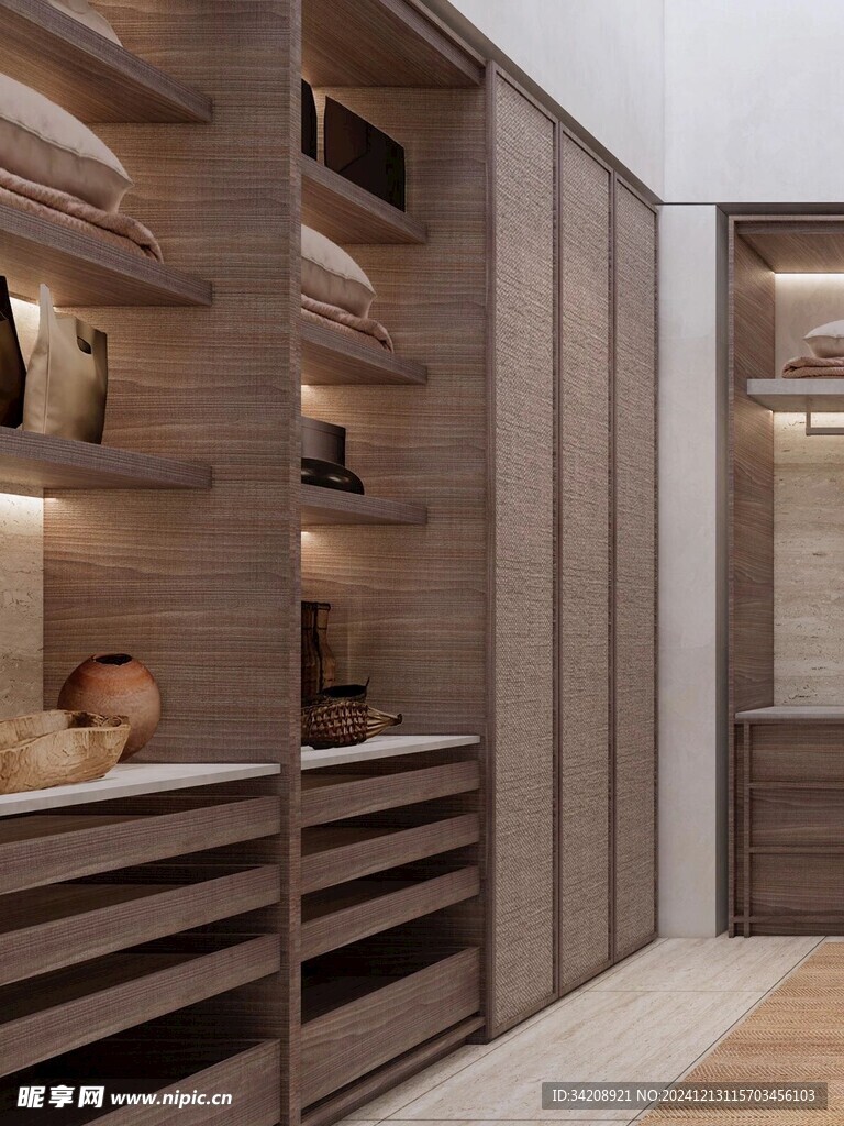 骨骼线胡桃木复古中式风格柜子门