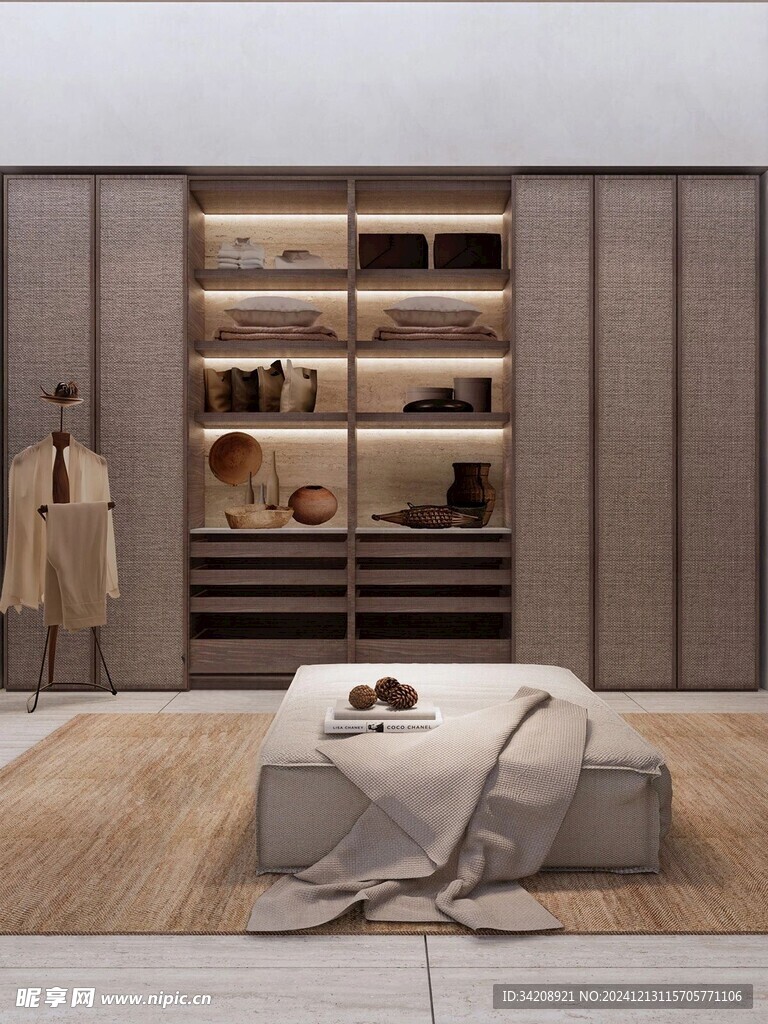 骨骼线胡桃木复古中式风格柜子门