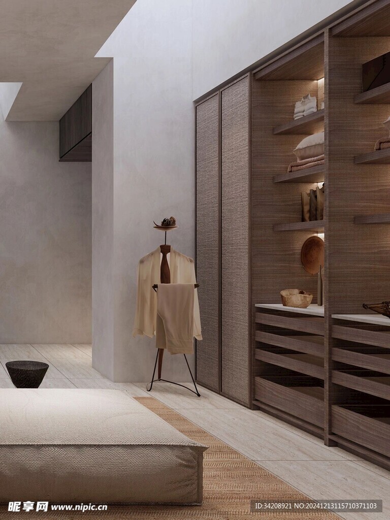 骨骼线胡桃木复古中式风格柜子门