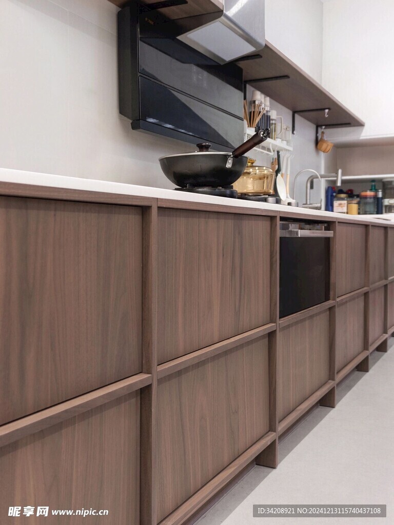 骨骼线胡桃木复古中式风格柜子门