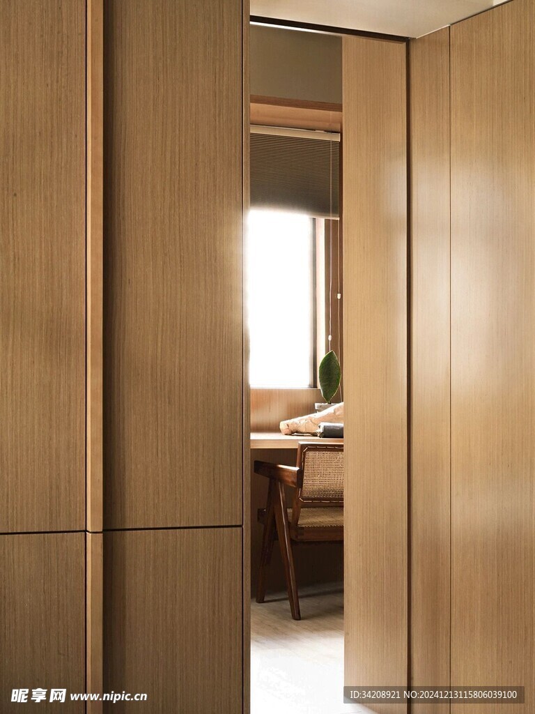 骨骼线胡桃木复古中式风格柜子门