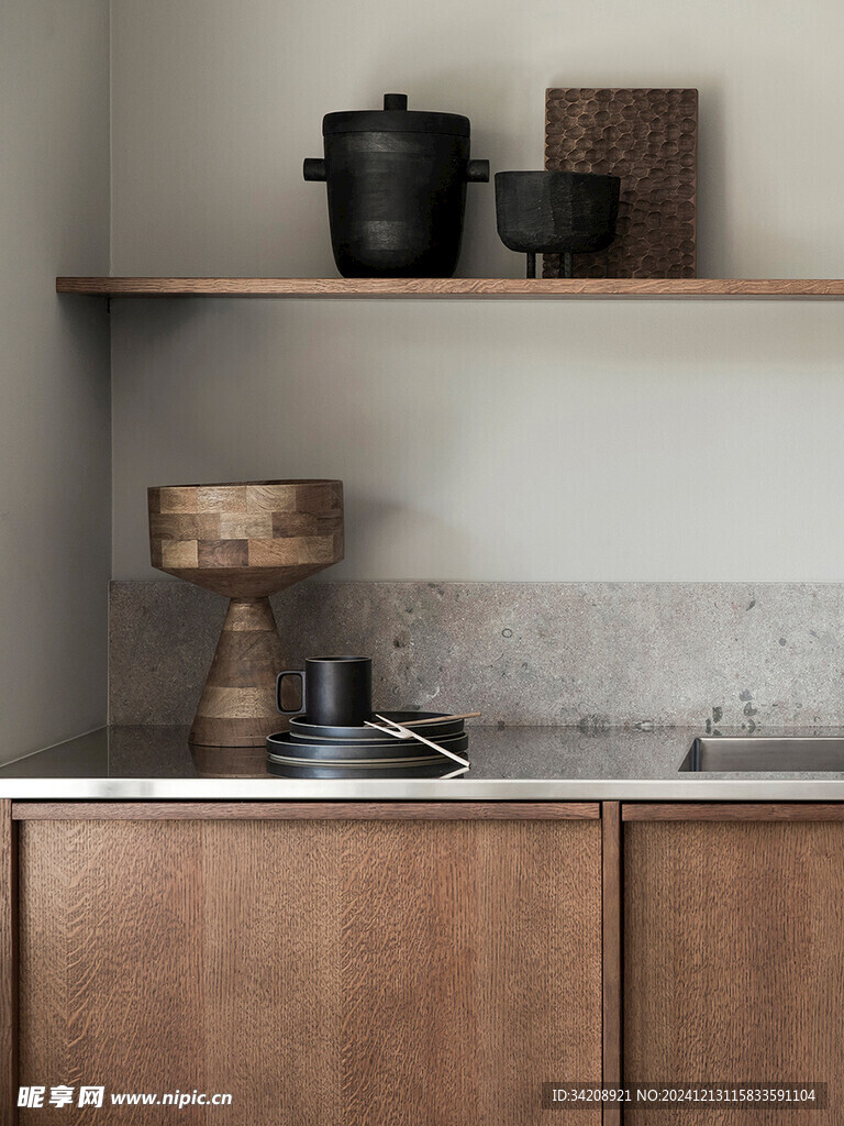 骨骼线胡桃木复古中式风格柜体门