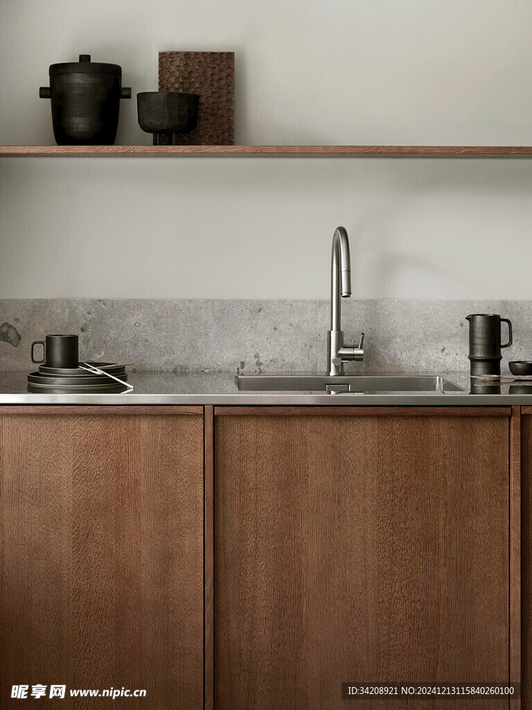 骨骼线胡桃木复古中式风格柜体门