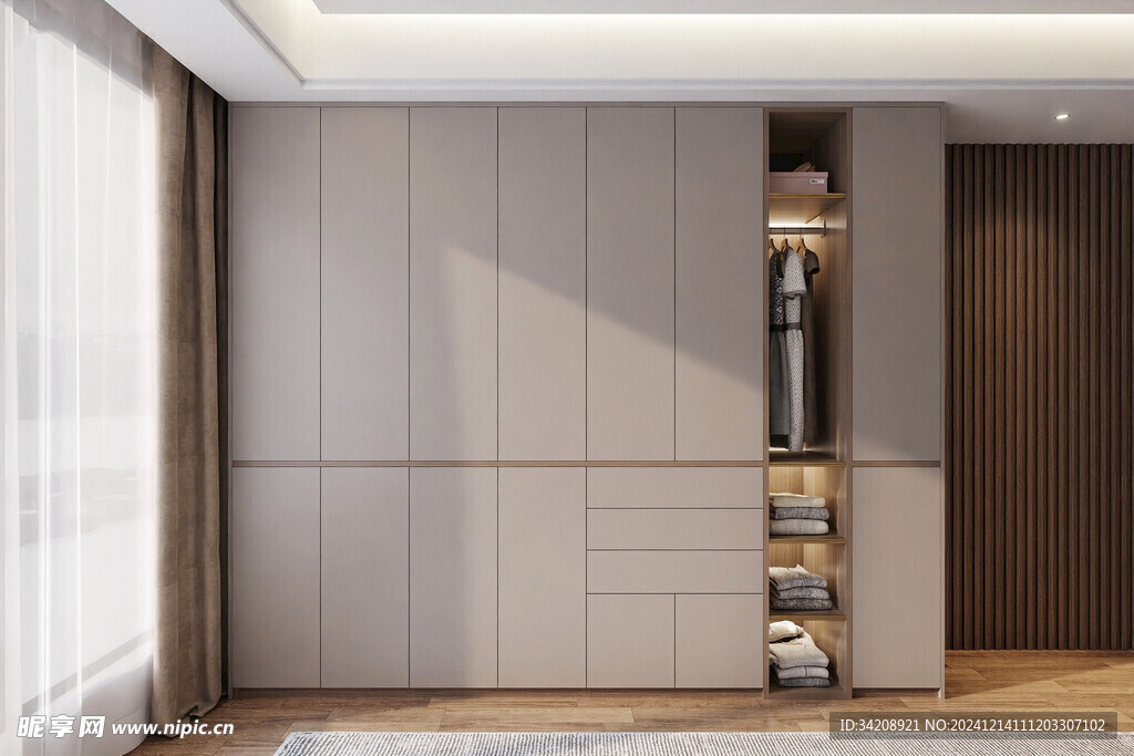 一门到顶分段衣柜高级感全屋定制