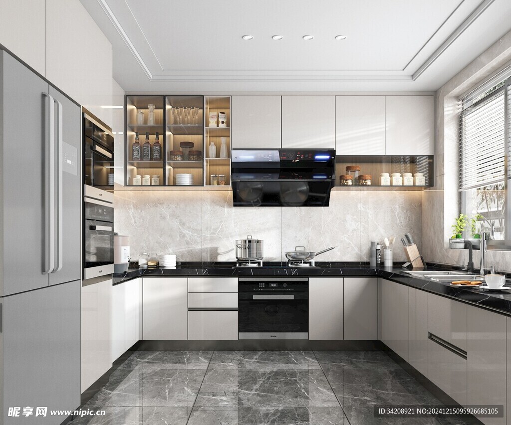 餐厅厨房餐边柜岛台现代简约装修