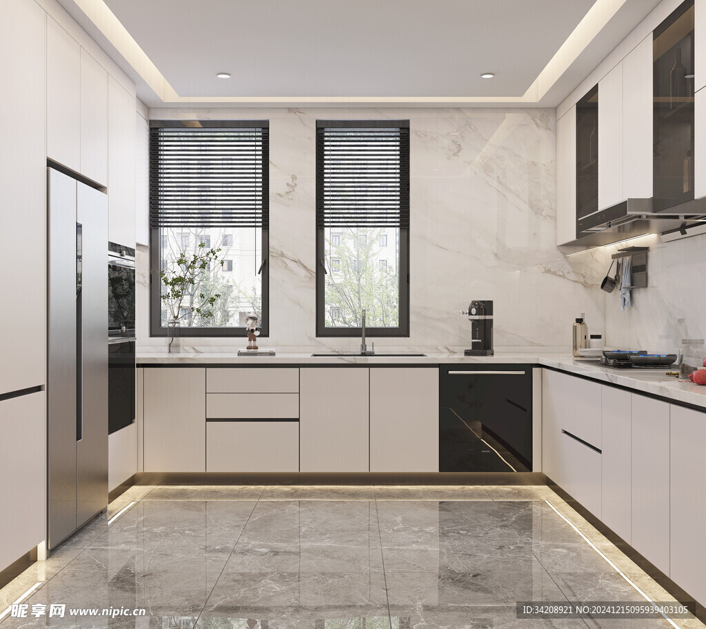 餐厅厨房餐边柜岛台现代简约装修