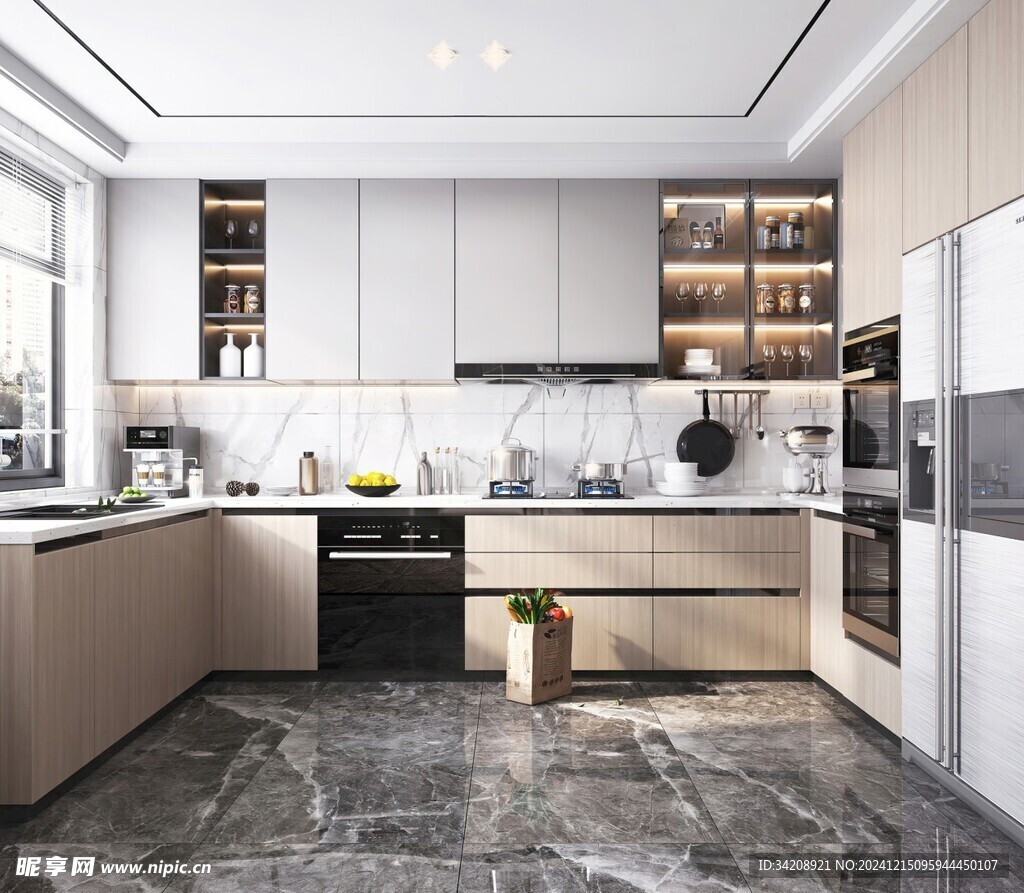 餐厅厨房餐边柜岛台现代简约装修