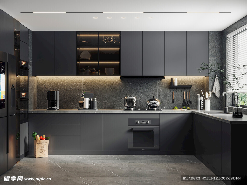 餐厅厨房餐边柜岛台现代简约装修