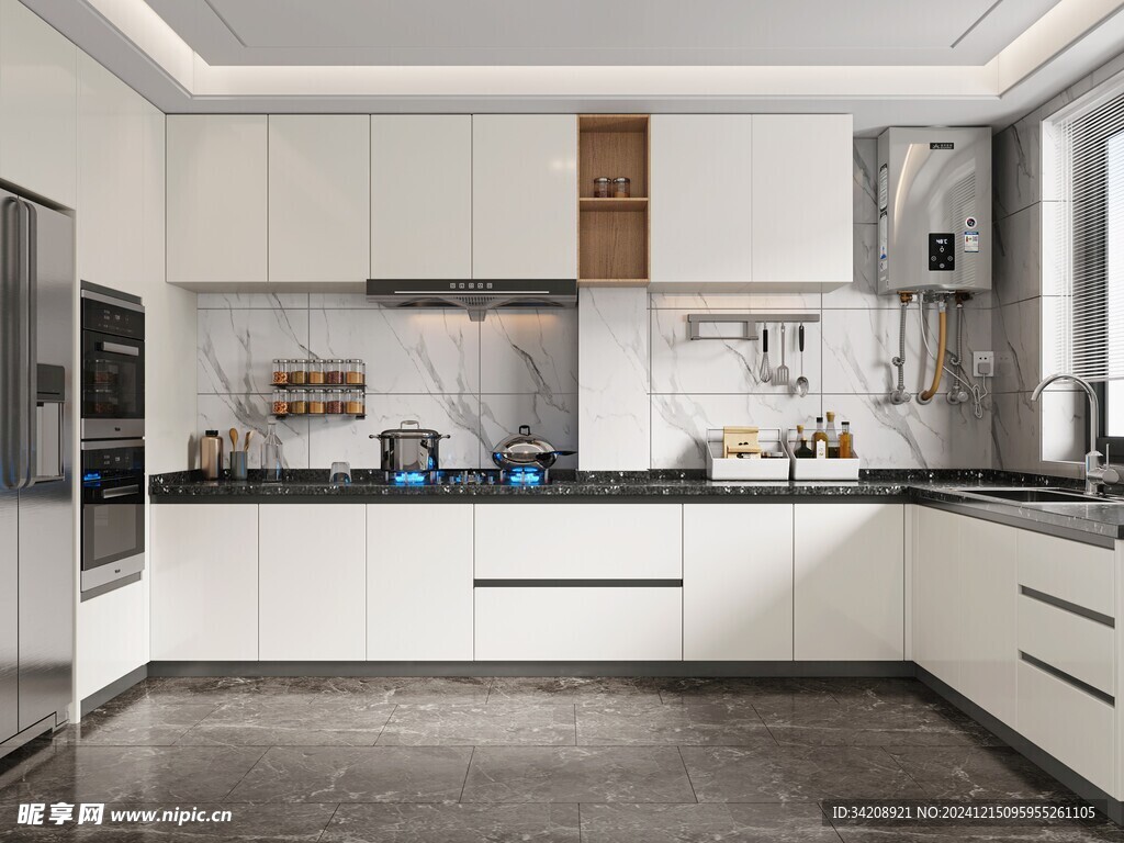 餐厅厨房餐边柜岛台现代简约装修