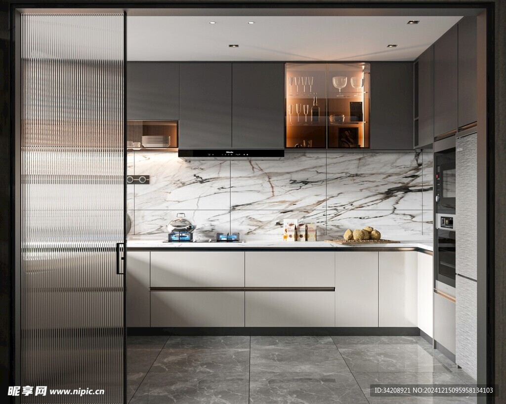 餐厅厨房餐边柜岛台现代简约装修