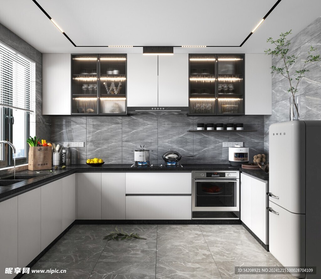 餐厅厨房餐边柜岛台现代简约装修