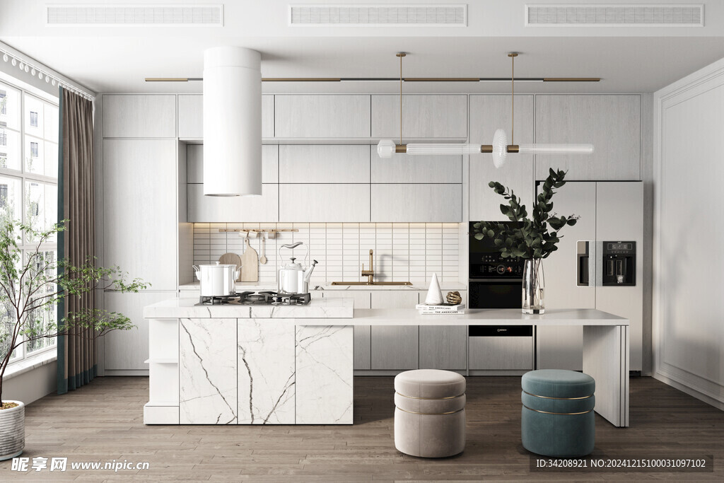 餐厅厨房餐边柜岛台现代简约装修