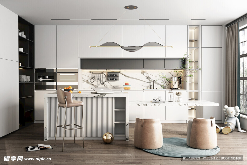 餐厅厨房餐边柜岛台现代简约装修