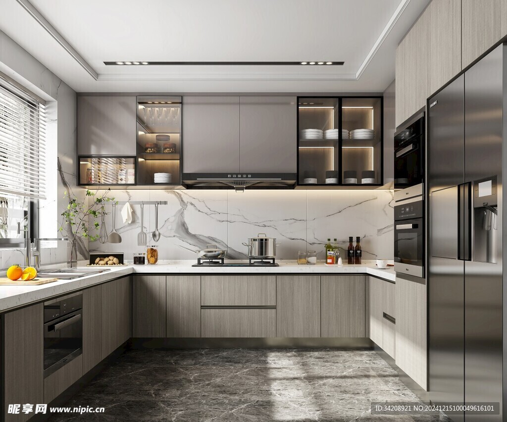 餐厅厨房餐边柜岛台现代简约装修