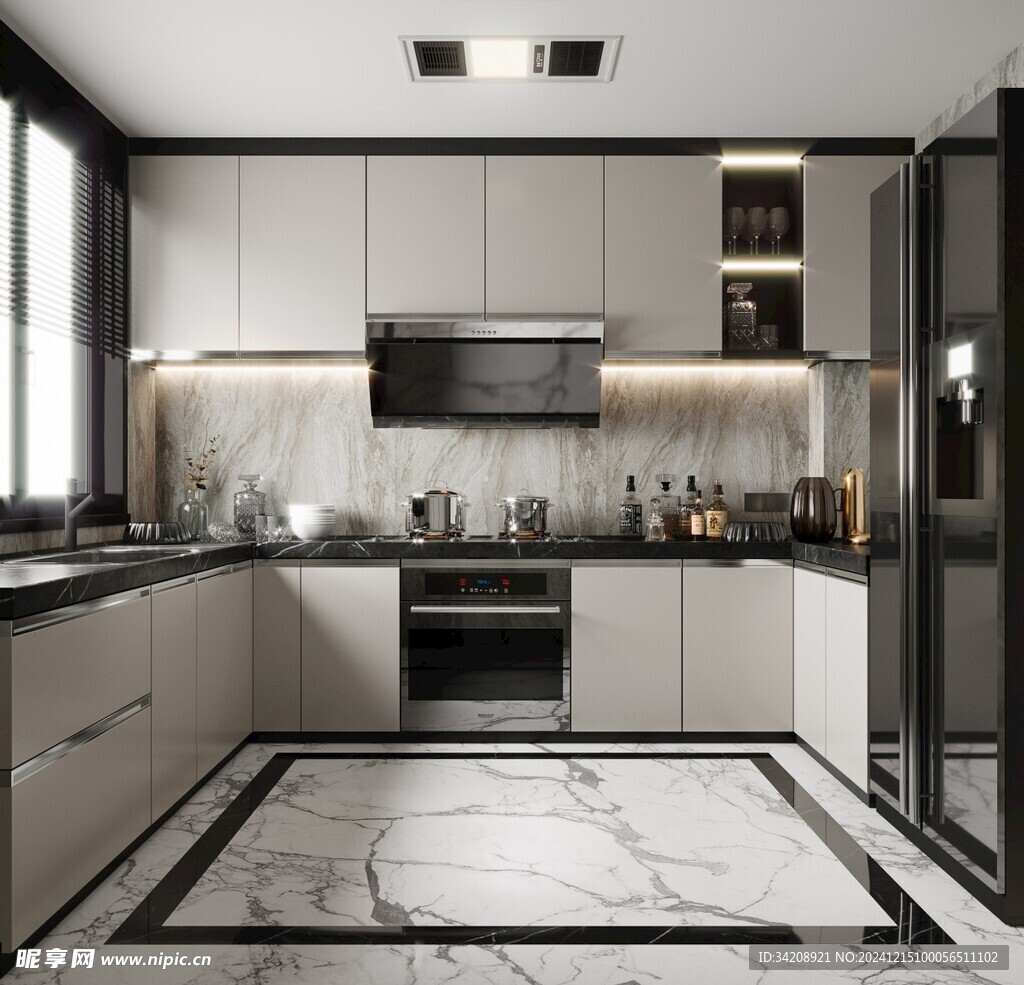 餐厅厨房餐边柜岛台现代简约装修