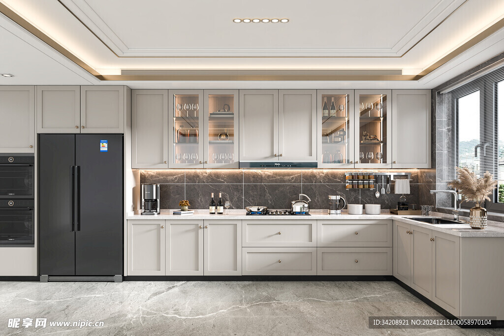 餐厅厨房餐边柜岛台现代简约装修