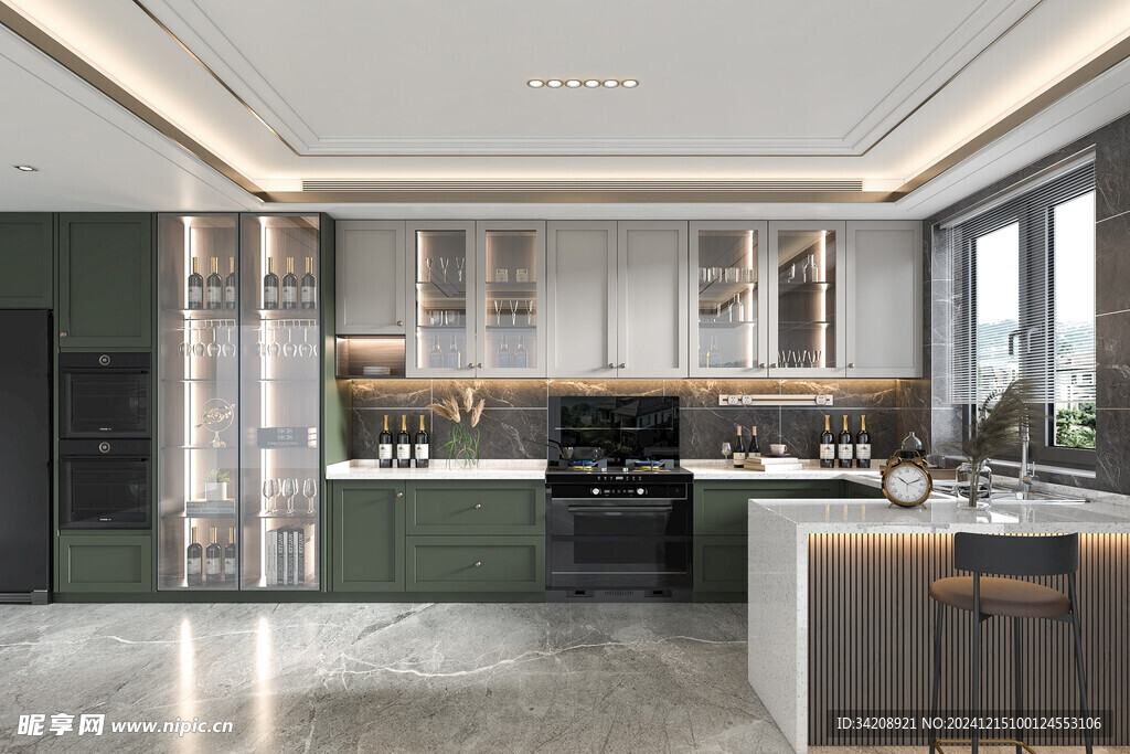 餐厅厨房餐边柜岛台现代简约装修